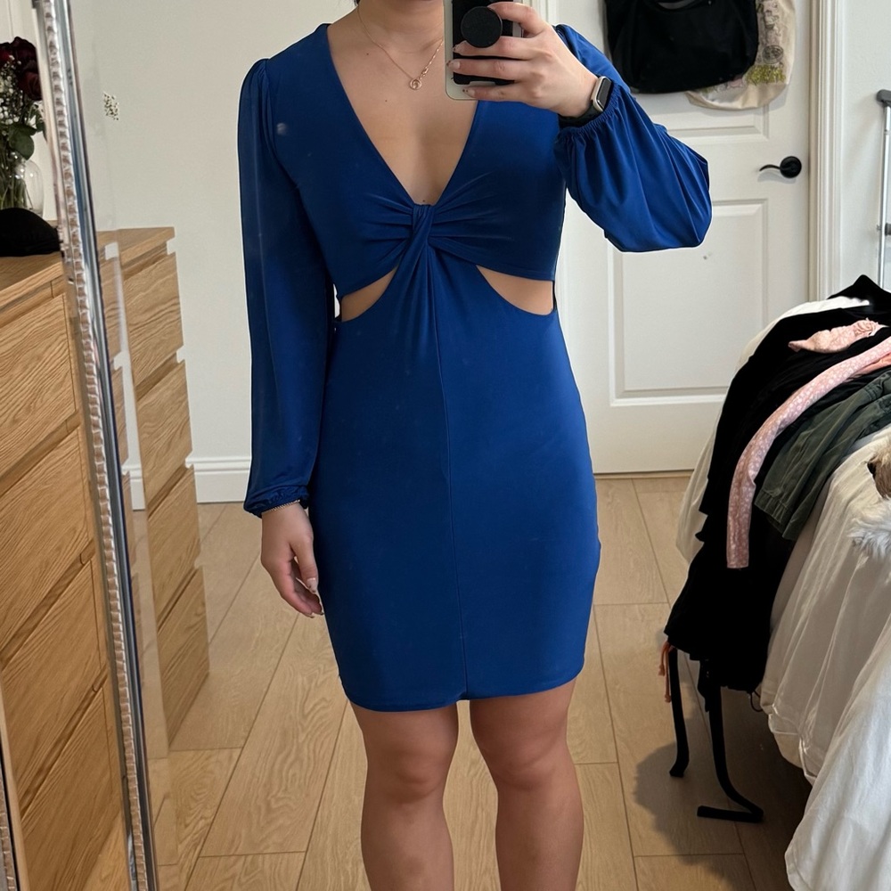 Blue Long Sleeve Dress